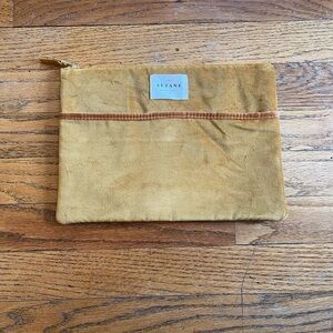Sézane Mustard Yellow Velvet Zip Pouch Bag